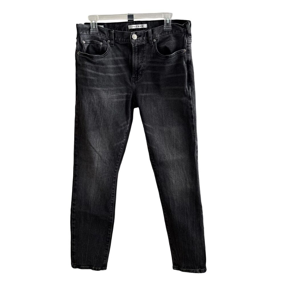 PACSUN Mens Black Skinny Fit 5 Pocket Jeans 32 X 30